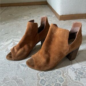Steve Madden Nello Brown Suede Open-Toe Heeled Boots
